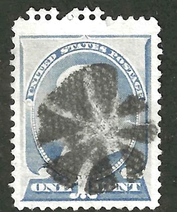 Sc #212 Double Perf Misperf Error SON Fancy Cancel 1 Cent Franklin 1883 US 23B55 - Picture 1 of 2