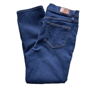 Lands' End Damen Größe 14 Curvy mittelhoher Bund gerades Bein dunkelblau Denim Jeans 12 - Bild 1 von 15