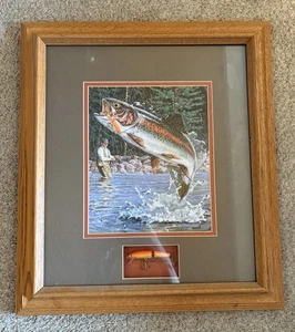 RARE Rapala Classic Cover Collection Trout Lithograph Print With Lure Framed Art - Afbeelding 1 van 5