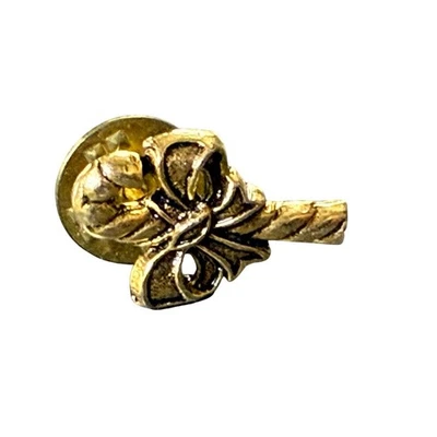 Broche de solapa con lazo bastón de caramelo tono dorado accesorio vintage Foto 1 de 2