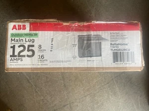 ABB ReliaHome 125A 8-Space 16-Circuits Outdoor Main Lug Panel TLMQ812RCU - Picture 1 of 7