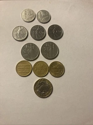 Vintage Italian 11 Coin Lot L.10 L. 50 L. 100L. 200 L. 1000 Lire 1953-1997 - Image 1 of 2