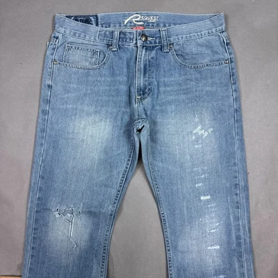 Request Jeans Mens 36x30 Blue Denim Pants Distressed Light Washed Out Faded - Image 1 of 4