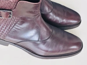 SALVATORE FERRAGAMO WOVEN STIEFELETTEN BRAUN LEDER HERREN 41,5 / US 8,5 E SCHNALLE - Bild 1 von 17