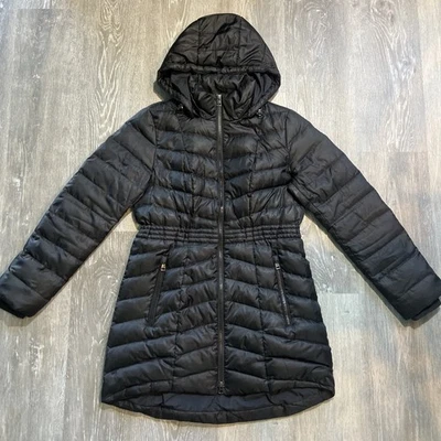 Lands’ End Down Insulated Quilted Hooded Long Parka Jacket Coat BLACK XS $199 - Image 1 of 4
