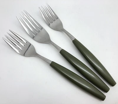 Lot of 3 Lucky Wood Stainless Steel FORKS: 1 Dinner Fork & 2 Salad Forks (RF910) - Image 1 of 4