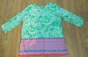 Women’s Pappagallo Knit Tunic Top Size L V-neck Colorful - Picture 1 of 7