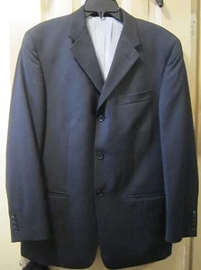 SZ 40R 30W X 30L AXCESS CLAIBORNE MENS BLACK PINSTRIPE 100% WOOL SUIT, 3 BTN EUC - Picture 1 of 10