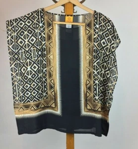 Top para mujer Ruby Rd talla S negro marrón tostado blanco 2 piezas túnica suelta y camiseta sin mangas - Imagen 1 de 10