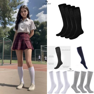 Laulax Niñas Rodilla Escuela Calcetines Sin Costuras Niños Uniforme Algodón 3 Pares Regalo - Imagen 1 de 60