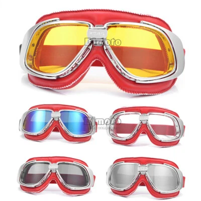 Motorcycle Goggles Retro Vintage Flying Pilot Eyewear Cycling ATV Motocross  Foto 1 de 4