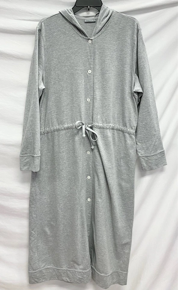 SHIMERA Gray Hoodie Drawstring Button-Up Robe Gown Dress Pajama XL 16 Nordstrom - Image 1 of 4