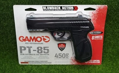 Gamo PT-85 Blowback CO2 Semi Auto Pistol .177 Pellet 450 fps, Black - 611138254 - Image 1 of 4