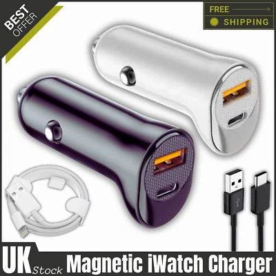 Car Charger Cigarette Lighter Dual USB-C Adapter Fast Charging Cable for Phone - Image 1 of 4