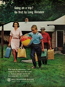 Sistema telefónico Bell 1964 teléfono anuncio impreso vintage reservas de vacaciones familiares - Imagen 1 de 9