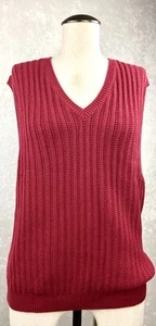 Vintage Lands' End Women's Large Sweater Vest Red Sleeveless 80s 90s USA Made - Picture 1 of 9