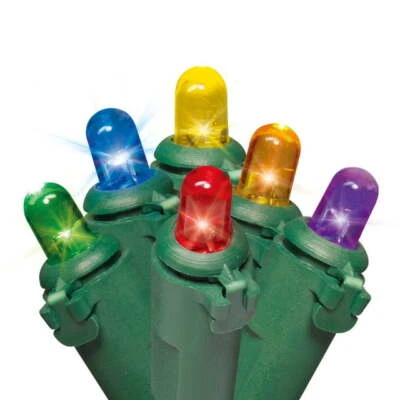 20-Count Battery-Operated Multicolor LED Dome Christmas Lights on Green Wire, - Image 1 of 4