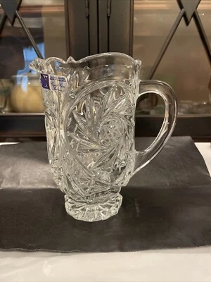 Jarra de agua vintage de 8" Crystal Clear Industries cortada a mano 24% cristal de plomo Foto 1 de 4