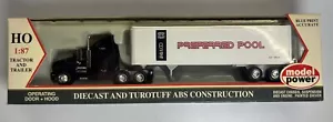 DIECAST 1:87 HO SCALE - TRACTOR AND TRAILER - PREFERRED POOL - MODEL POWER - NIP - Picture 1 of 4