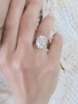 2Ct Oval Cut VVS1 Lab Created Diamond Engagement 14K Yellow Gold Finish Ring - Image 1 of 4