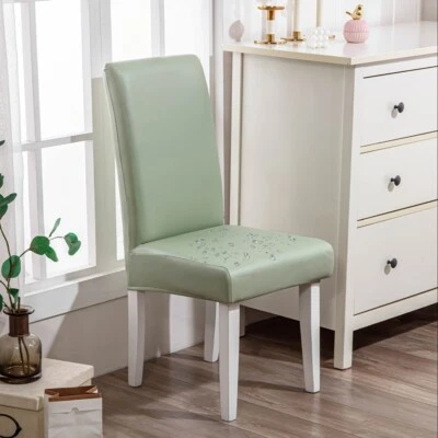 4/6 Pcs Restaurant Chair Covers Waterproof PU Decorative Protective Covers - Image 1 of 4