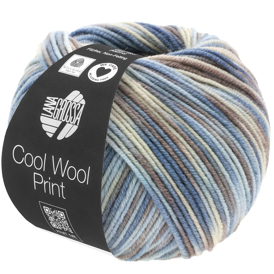 Lana Grossa wolle Cool Wool 2000 763 Hellblau/beige/graubraun