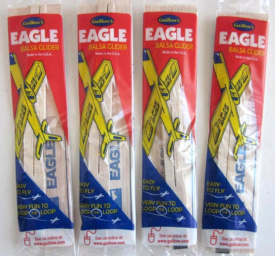 (4) EAGLE F-15 Balsa wood Air Plane glider GUILLOWS Jet model kit #26 toy New - Image 1 of 2