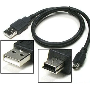 Mini USB Kabel USB 2.0 A auf Mini B 5 Pin Kabel Daten & Strom Ladekabel SCHWARZ - Bild 1 von 1