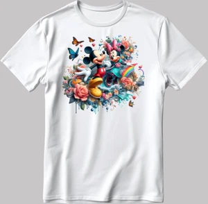 Camiseta Disney Mickey Mouse de manga corta blanco-negro para hombre/mujer U103 - Imagen 1 de 6