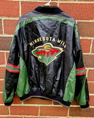 Vintage Minnesota Wild Leather Jacket NHL Vintage G-lll & Carl Banks Men’s XL Cover