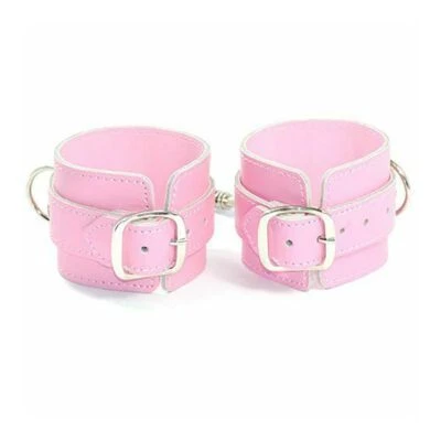 Algemas de pulso de couro sintético ligadas com corrente para sexo BDSM Bondage Restraint - Imagem 1 de 2