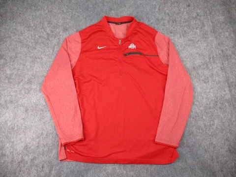 Ohio State Buckeyes Shirt Mens 2XL XXL Nike Dri Fit Pullover 1/4 Zip Long Sleeve Cover