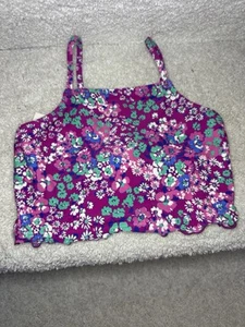 Crewcuts Girls Lettuce-hem Swim Top w/ UPF 50+ Size 6-7 Pink Magenta Blue Beach - Picture 1 of 3