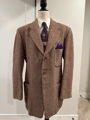 1950s VTG Men's Harris Tweed Herringbone Blazer 42L - Image 1 of 4
