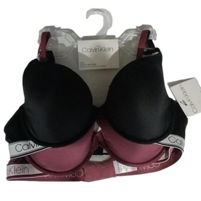 Pack de 2 sujetadores Demi ligeramente forrados Calvin Klein, negro leonado, 38B Foto 1 de 4