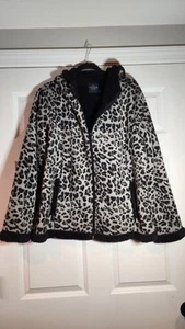 Faded Glory Vintage Black And Gray Leopard Print Fleece Sherpa Lined Jacket 2X - Picture 1 of 5