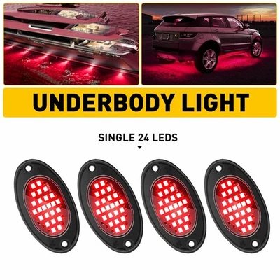 4X Luces de roca LED rojas debajo de la carrocería Trail Rig lámpara brillante SUV camioneta todoterreno Foto 1 de 4