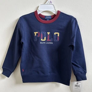 Polo Ralph Lauren Little Boys Corduroy Logo Fleece Sweatshirt Navy 6 - Picture 1 of 5
