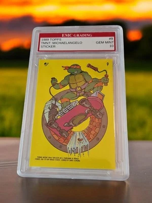 1989 Topps TMNT Teenage Mutant Ninja Turtles Michaelangelo Sticker 9 EMC MINT 10 - Image 1 of 2