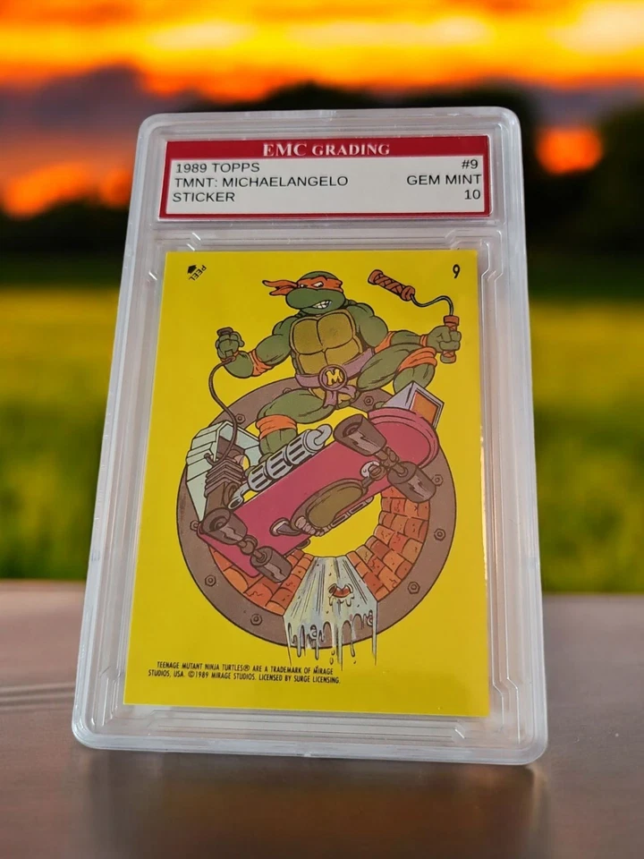 1989 Topps TMNT Teenage Mutant Ninja Turtles Michaelangelo Sticker 9 EMC MINT 10 - Image 1 of 2