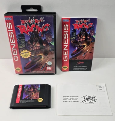 Rock n' Roll Racing - Sega Genesis - Complete CIB + Registration Card - RARE - Image 1 of 4