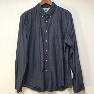 Club Room Men XL Shirt Blue Chambray Button Up Slim Fit 100% Cotton Casual - Picture 1 of 11