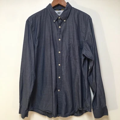 Club Room Men XL Shirt Blue Chambray Button Up Slim Fit 100% Cotton Casual - Image 1 of 4