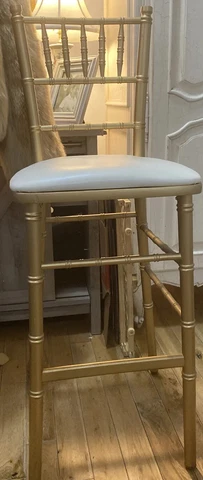 Vintage chinoiserie gold and white tall bar chair Faux Bamboo High Back Chair ✨ Cover