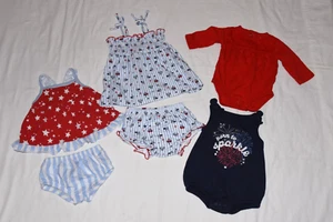Baby Girl Outfits 0-3, 3/6 Months Cute Summer July 4th Red Blue Disney Mickey - Picture 1 of 12