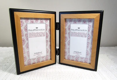 PHILIP WHITNEY 4” X6” DOUBLE EBONY & TEAK PICTURE FRAME WOOD - Image 1 of 4