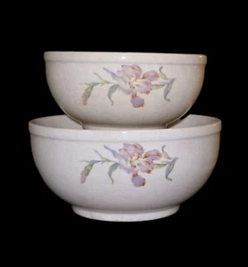 Vintage Universal Cambridge Pottery 2 Iris Nesting Bowls 6" And 7 7/8" Soup 1930 - Picture 1 of 12