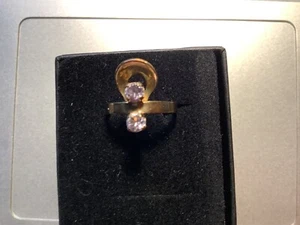 Goldring 333 Anfertigung mit kleinen Steinen grünlich oder Amethyst, D: 16mm - Bild 1 von 4