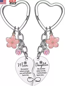 2 Pcs Mother Daughter Heart Matching Keyring Keychain Set Gifts for Mom Mothers - Picture 1 of 21