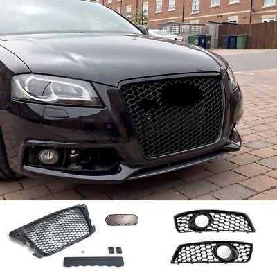 For Audi A3 8P Front Grille Honeycomb Grill Emblem Holder + Air Vent Grille 08-13 - Image 1 of 4